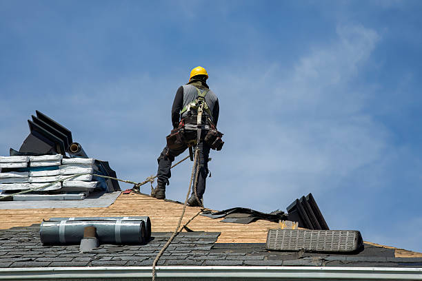 Professional Gutter Installation technician working in North Oxford, MA